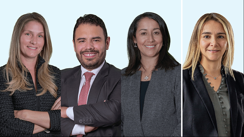 Verónica Arango, Daniel Beltrán y María Carolina Ortiz, de Esguerra, y Lina María Lineros, de Muñoz Aya.
