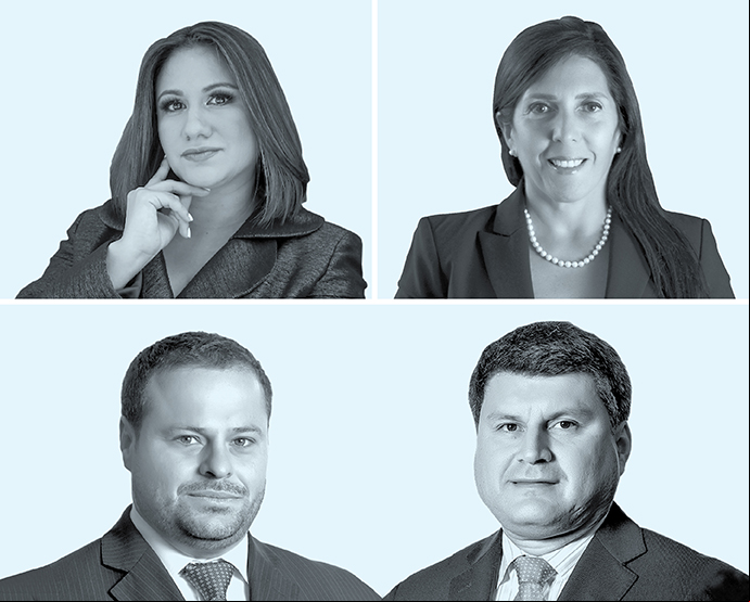 Izq. a Der. / Arr. a Abj.: Elsy Durán, Marta Fernández Pepper, Piero Calderón Oliva y Bruno Melchor Valderrama