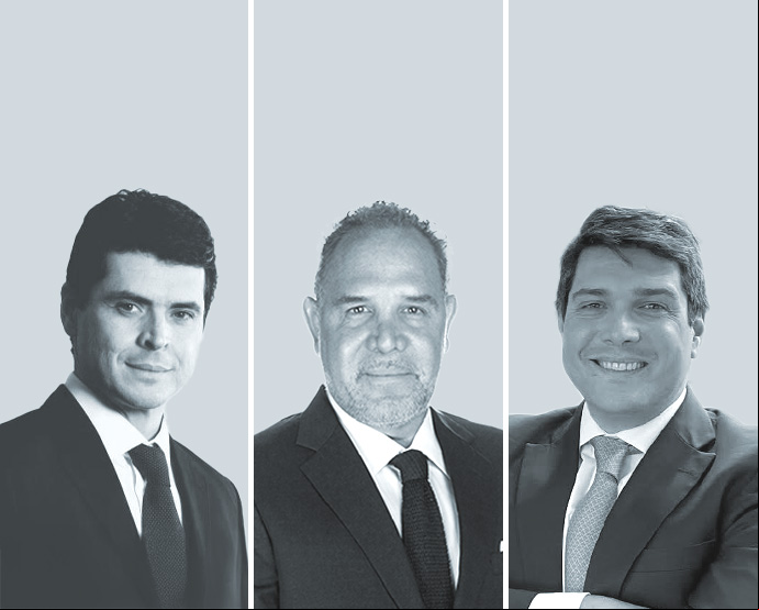 Sergio Legorreta, de Von Wobeser y Sierra (izquierda); Luis San Emeterio, de Dentons - España (centro), y Filipe Poli da Silva Pestre, de Champs Law.