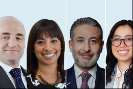 Luis Francisco Amado Córdova y Gresly Marcano, socio y consejera de Baker McKenzie; Gabriel López, consejero de PBP Abogados e Ixchel Pedraza, socia de Pérez Correa González