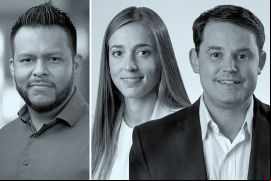 Paul L. Navarro, de Morrison Foerster, y Victoria Garabato y Federico Peñasco, de Posadas, Posadas & Vecino