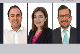 Antonio Guirola, Adriana Portillo y Kevin Vargas, socios de Lexincorp - El Salvador. La incorporación de Kevin Vargas al equipo de Litigios y arbitrajes fue la más reciente. / Diseño: Miguel Loredo - LexLatin.