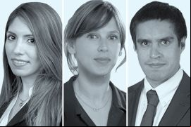 Sandra Echaiz Moreno, de Andinex Consulting (izquierda); Marie Girardet, de SRDB Law Firm, y Jorge Boldt, de Cariola, Díez.