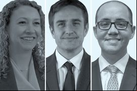 Rosa Ertze, de Withers; Joaquin Eppens Echagüe, de DLA Piper - Argentina (centro) y Carlos Monteza, de Cuatrecasas - Perú.