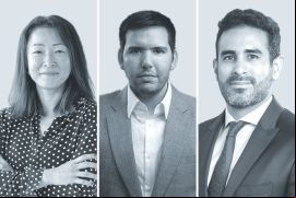 Cristina Tomiyama, de Demarest Advogados (izquierda); Héctor Zegarra Ortega, de Garrigues - Lima, y Luis Carísimo, de Altra Legal.