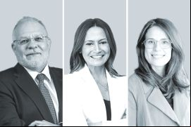 Juan Alonso Berberena, de Eversheds Sutherland; Marysol Estigarribia, de Aguilar Castillo Love (centro), y Priscilla Villa Nova, de Veirano Advogados.