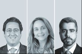 Fernando Lobo, de F. LOBO Advogados (izquierda); Adriana Garibe, de Lemos Advocacia, y Daniel Dias, de Chicarino, Quaresma, Tanaka & Dias Advogados.
