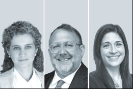 María Angélica Burgos, de Baker McKenzie - Colombia (izquierda); Adam Brenneman, de Milbank - Estados Unidos, y María Eugenia Badilla, de IVM Abogados.