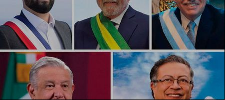 Gabriel Boric (Chile); Luiz Inácio Lula da Silva (Brasil); Alberto Fernández (Argentina); Andrés Manuel López Obrador (México) y Gustavo Petro (Colombia)./ Fotos oficiales.