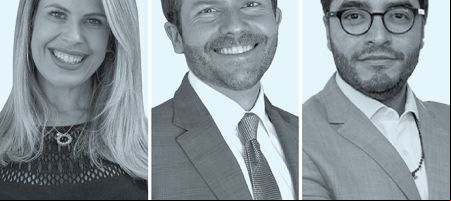 Carolina Mayer Spina, de Raupp Moreira Advogados; Juan Pablo Moyano García, de DLA Piper - México (izquierda), y Pedro Simões, de Veirano Advogados.